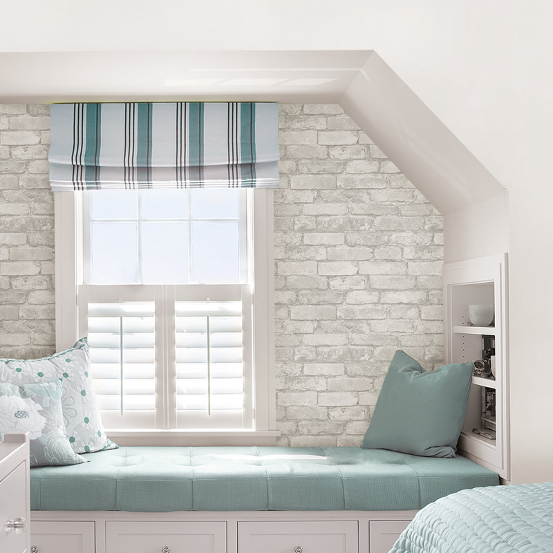 Grey and White 18' x 20.5" Brick Peel And Stick Wallpaper Roll